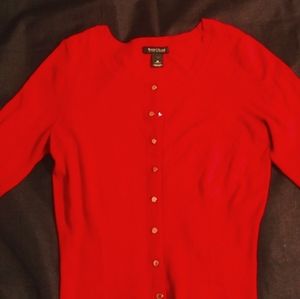 White House Black Market Red button down top